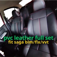 Proton Saga BLM FLX VVT 2009–2025 PVC Seat Cover Full Set |Black Red Line Front + Rear Waterproof