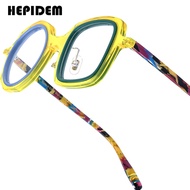 HEPIDEM Acetate gọng kính phụ nữ cỡ lớn kính tròn nam Nhật Bản handmade kính cổ điển Retro chất lượn