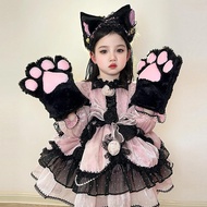 Girl's Cute Cat Two-Dimensional Princess Dress Halloween cos Clothing Children AEKYUNG Cat Lolita Dr