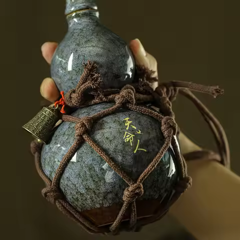 Ancient Style 700ml Wukong Bottle Gourd Wine Bottle Ceramic Cup Destiny Of Heaven Net Bag Wine Gourd