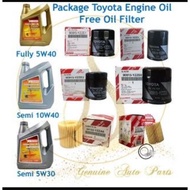 (100% Original) Toyota Engine Oil 0W20 5W40 10W40 5W30 FREE OIL FILTER 90915 TA001 YZZE1 YZZE2 YZZD2
