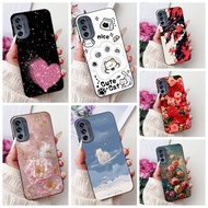 Motorola Moto G62 5G Cover Case Silicone Fashion Luxury Flowers Cute Funny Cat Painted Soft Casing M