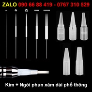 [100 Kim + 100 Ngòi] Kim xăm dài 1R-3R-5R-5F-7F + Ngòi 1357 phun xăm Máy Phổ Thông - Máy idm - Máy R