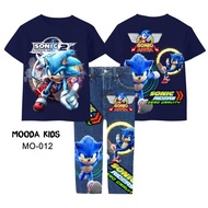 Mooda Kids Casual Set Baju Sonic Short Sleeves Kids Sonic Outerwear Printed Jeans Pants
