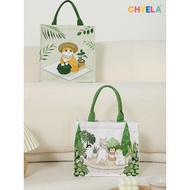 New Original Cat Hand-Painted Tote Bag Mori Commuter Handbag Female Working Handbag Square Bag AC262