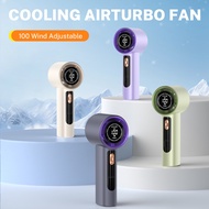 High Speed Cooling Turbo Portable Fan 6000mAh Digital Display 100 Level Adjustable Mini Fan