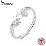 BAMOER 925 Sterling Silver God created Adam Open Ring For Women Fashion Jewelry Adjustable Ring Gift