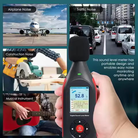 Sound Level Tester Decibel Meter Datalogger with Visual Alarm,Coloured Screen Display 43,000 Data Se