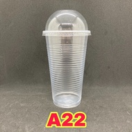 TAPAU - EC 22oz PP Cup with DomeLid [ 100sets± ] A22C - 22oz /700ml Disposable Plastic Cup