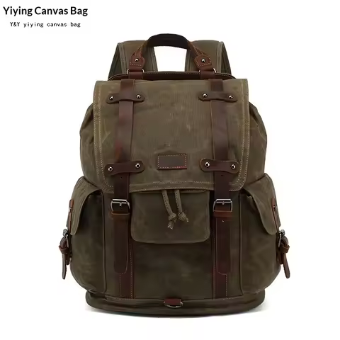 Vintage Canvas Leather Waterproof Backpack Travel Mochila Vintage Masculina Rucksack Men Backpack Wa