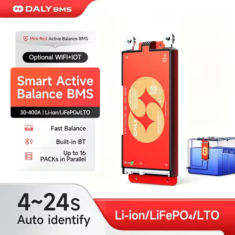 DALY 100 BMS 4S-8S 10S 16S 17S 24S Smart BMS 40A 60A 80A 100A 150A 200A 12V 24V 48V LiFePO4 Li-ion B