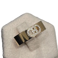 HERMES 愛馬仕 H D`ANCRE 鑽石戒指 K18YG 黃金色 #50