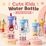 Cute Cartoon Kids Water Bottle 600ml 700ml 800ml Straw Cup With Strap School Bottle