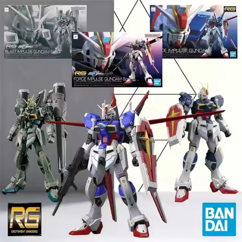 Bandai RG 1/144 ZGMF Impulse 3-in-1 Force Sword Blast Full Bundle, Three Snap-Fit Pre-Colored Kits M