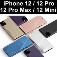 iPhone 12 / 12 Pro / 12 Pro Max / 12 Mini Premium Mirror View Flip Phone Case Casing Cover