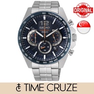 [Time Cruze] Seiko SSB345 Analog Quartz Chronograph Stainless Stain Blue Dial Men Watch SSB345P SSB345P1