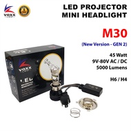 Lampu Motor LED Mini Bi-LED VOXX LED M30 45W H6 H4 Hi-Lo Mini Projie Cut-Off FLAT