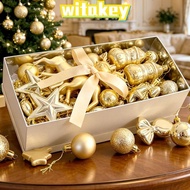 WITAKEY Christmas Tree Bauble Ornaments, 45PCS Assorted Shapes Holiday Hanging Ornaments, Hanging Lo