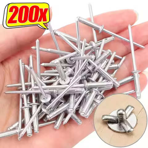 200/50PCS Tri-Fold Aluminum Alloy Blind Rivets Heavy Duty Blind Rivets For Soft Metal Plastic Househ