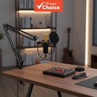 BM-800 Condenser Microphone Bundle with 3.5mm Cable and V8 Multi-Purpose Live Audio Interface for PC