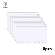 XUESHAN 6Pcs 6-Hole Binder Pockets, Waterproof PVC Zipper Binder Pouches, Transparent A6 Receipt Bag