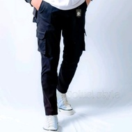 CELANA CARGO PANJANG PRIA DEWASA SAKU KEMPOL PINGGANG KARET RIP MELAR SLIMFIT