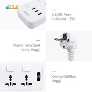 Ecle Universal Power Strip Stop Kontak 3 Power Socket 3 Usb Port Tbk