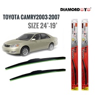 ที่ปัดน้ำฝน ใบปัดน้ำฝน ซิลิโคน ตรงรุ่น Toyota Camry ปี 2003-2007 ไซส์ 24-19 ยี่ห้อ Diamond  จำนวน1คู่ จัดส่งเร้ว บริการประทับใจ*