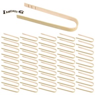 50Pcs Tongs Disposable Cooking Utensils Mini Bamboo Tongs Natural Toast Tongs for Cooking