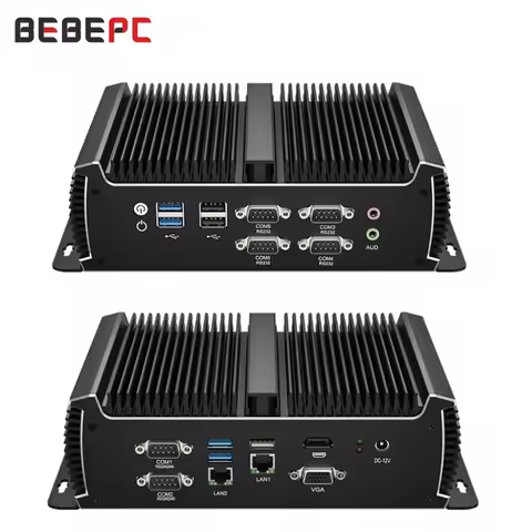 BEBEPC Fanless Mini PC with i5-6300u i5-1135G7 2xI225 2.5G LAN 6xRS232/485 COM 6xUSB3.0 Computer for