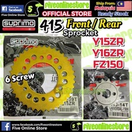 SUPRIMO 415 Yamaha Y15 Y15ZR Y16 Y16ZR 6 Screw Gold Rear 415 Sprocket Racing Front Spocket Spoket 6 