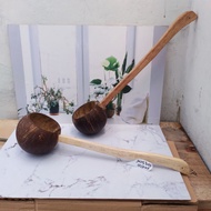 Coconut Shell Water Ladle with Wooden Handle Coconut Shell Scoop Water Dipper