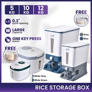 Rice Storage Box 5KG 10KG 12KG Rice Dispenser Container Moisture Proof Sealed Rice Box Bekas Beras Tempat Simpan Beras