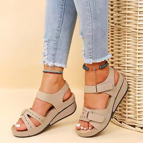 Women Sandals Soft Stitching Ladies Sandals Comfortable Flat Sandals Women Open Toe Beach Shoes Woma
