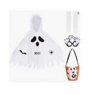 Halloween White Ghost Costume Cloak Masquerade Party Luminous Costume Elf Costume Children Ghost Cos