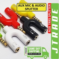 AUX 3.5mm TRRS Mic and Audio Splitter