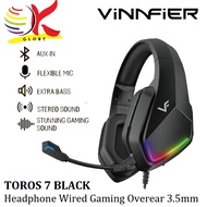 VINNFIER TOROS 7 FON KEPALA HEADPHONE WIRED GAMING HEADPHONE OVEREAR 3.5MM HEADPHONE PRO LEVEL PERFO