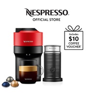 Nespresso® Vertuo Pop Coffee Machine, Spicy Red &amp; Aeroccino Milk Frother Bundle