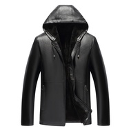 Jaket Kulit Bertudung Serut Lelaki Baharu untuk Lelaki Pertengahan Umur dan Warga Emas Jaket Motosik
