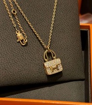 💕HERMES愛馬仕 Constance Amulette 簡約時尚包 護身符 鑽石 項鍊 女款 玫瑰金色