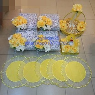 DULANG HANTARAN SIAP Gubah+ BUNGA + kertas  cerbisan + bakul buah + tempat cincin + alas dulang