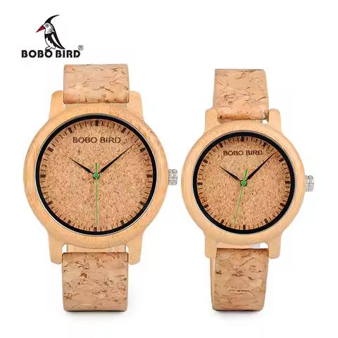 BOBO BIRD Lovers Watches Wooden Timepieces Handmade Cork Strap Bamboo Women Watch Luxury in Box Cust