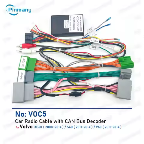 Car Radio cable VOC5 Android head unit 16-pin wire harness adapter with CAN Bus decoder for 2011~ 20
