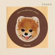 EMJOUR Embroidery Sticker Card-Brown Pomeranian | Dog Pet Souvenir Gift Card Bag Decoration Phone Ca