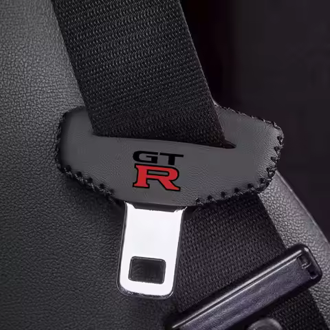 2pcs PU Leather Car Seat Belt Buckle Clip Cover Protector Anti-Scratch Case For Nissan GTR GT-R R35