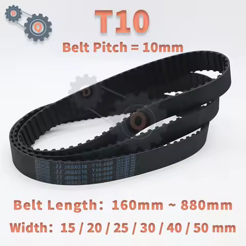 T10 Timing Belt Length 160mm to 880mm Pitch 10mm T10 Belt Width 15 20 25 30 35 40 50mm Belts for CNC