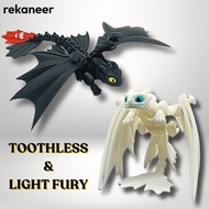 Toothless & Light Fury - Set Mainan Dragon Naga Artikulasi (Night Fury & Light Fury Figurine)