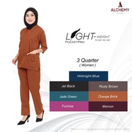 3 Quarter Sleeve Women Scrub Suit Lightweight PocketPro - Set (Shirt + Pants)