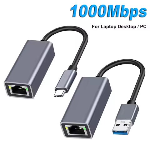 USB Typec To Ethernet Adapter 1000/100Mbps Plug Play Gigabit LAN for MacBook Pro/Windows 11 USB 3.0