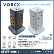 RETOUCH OCTO TOWER SOCKET 13A 3250W 8AC SOCKET 3 USB PORT 2M SURGE PROTECTOR OCTO TOWER SOCKET <SIRI